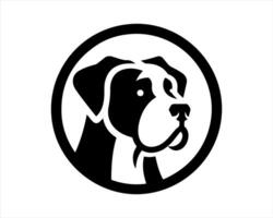 A dog is in a circle with a black and white logo vector