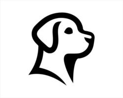 A dog's head is shown in a simple black and white logo vector