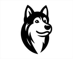 A black and white dog head on a white background vector