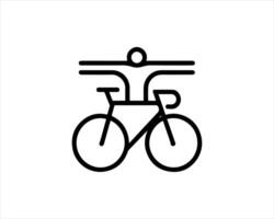 A black and white illustration of a man on a bicycle vector