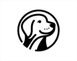 A dog logo with a black and white outline vector