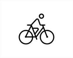 A black and white illustration of a person riding a bicycle vector