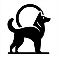 A black and white dog with a circle on it vector