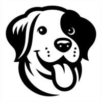 A dog's head is shown in black and white vector