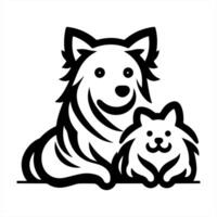 A dog and cat are sitting together on a white background vector