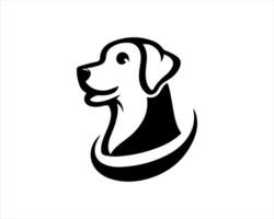 A dog head logo with a black and white design vector