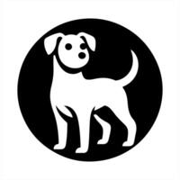 A black and white dog logo on a white background vector