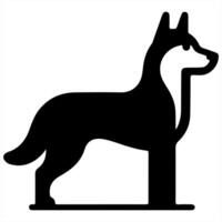 A black and white silhouette of a dog vector
