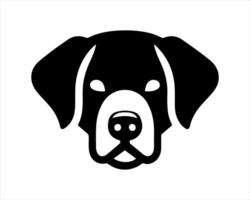 A dog's head is shown in black and white vector