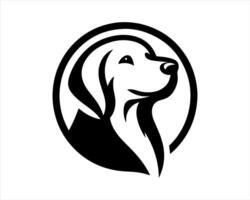 A dog logo with a black and white outline vector