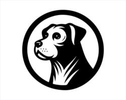 A black and white dog head in a circle vector