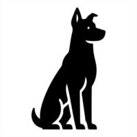 A black and white silhouette of a dog vector
