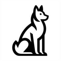 A black and white dog icon on a white background vector