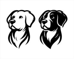 Two dogs are shown in black and white on a white background vector