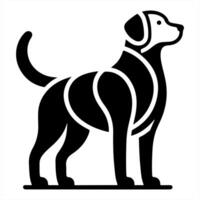 A black and white dog silhouette on a white background vector