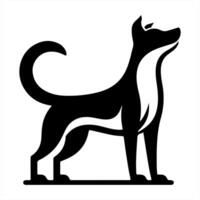 A black and white dog silhouette on a white background vector