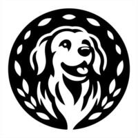 A dog is in a circle with a black and white design vector