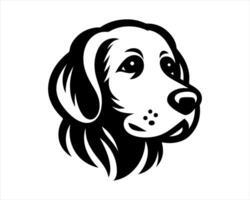 A dog's head is shown in black and white vector