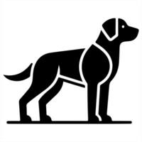 A black and white silhouette of a dog vector