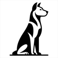 A black and white dog silhouette on a white background vector
