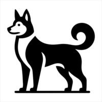 A black and white illustration of a dog vector