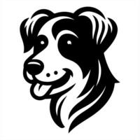A black and white dog head on a white background vector
