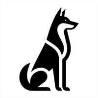 A black and white illustration of a dog vector