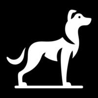 A white dog icon on a black background vector