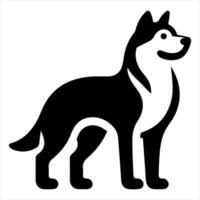 A black and white dog silhouette on a white background vector