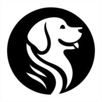 A dog logo in a circle with a black background vector