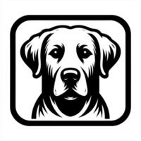 A dog's head in a square frame with a black and white background vector