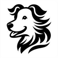 A dog head with long hair on a white background vector