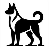 A black and white dog silhouette on a white background vector