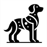 A black and white dog icon with dots vector