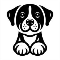 A black and white dog with a big nose vector