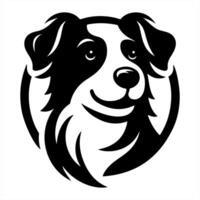 A black and white dog head in a circle vector