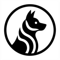 A black and white dog logo on a white background vector