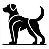 A black and white dog silhouette on a white background vector