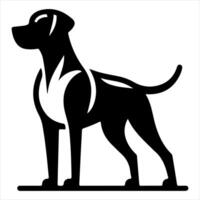 A black and white dog silhouette on a white background vector