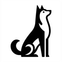A black and white dog icon on a white background vector