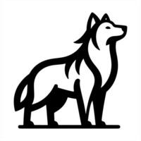 A black and white illustration of a wolf vector