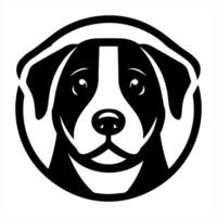 A black and white dog head in a circle vector
