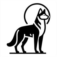 A black and white dog with a cross on its head vector
