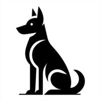 A black and white silhouette of a dog vector