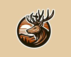 A deer head with horns in the background vector