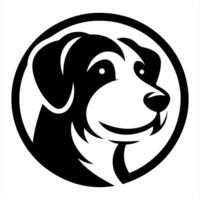 A black and white dog head in a circle vector