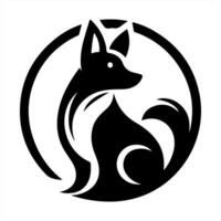 A black and white logo of a dog in a circle vector