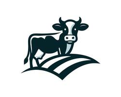 Cow standing on a hill with a stripe on it vector