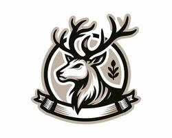 A deer head with horns and a ribbon on the side vector