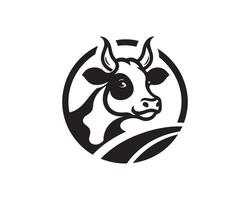 A cow head logo with a black and white background vector